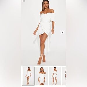 Fashion Nova White Off-Shoulder Mini Skirt